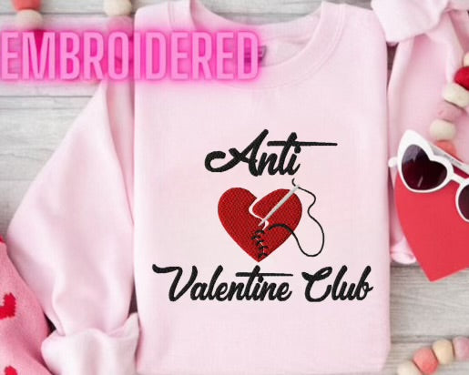 Embroidered Anti Valentine Club Sweatshirt