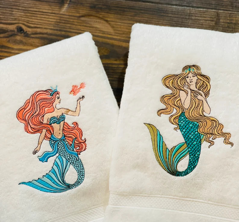 Copy of Set of Large Embroidered Mermaid Towels