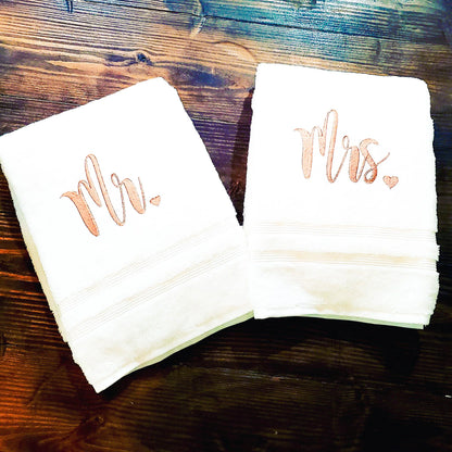 Set of Mr. & Mrs. Embroidered Towels