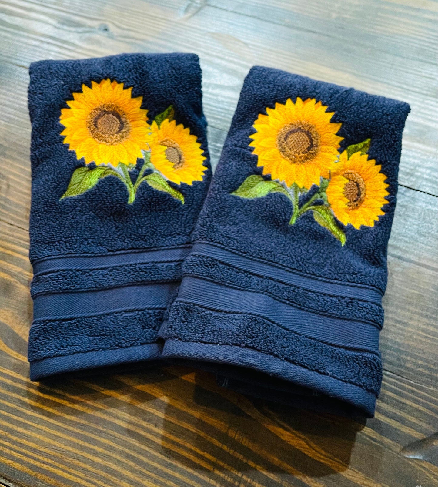 Set of Sunflower in Bloom Embroidered Towels