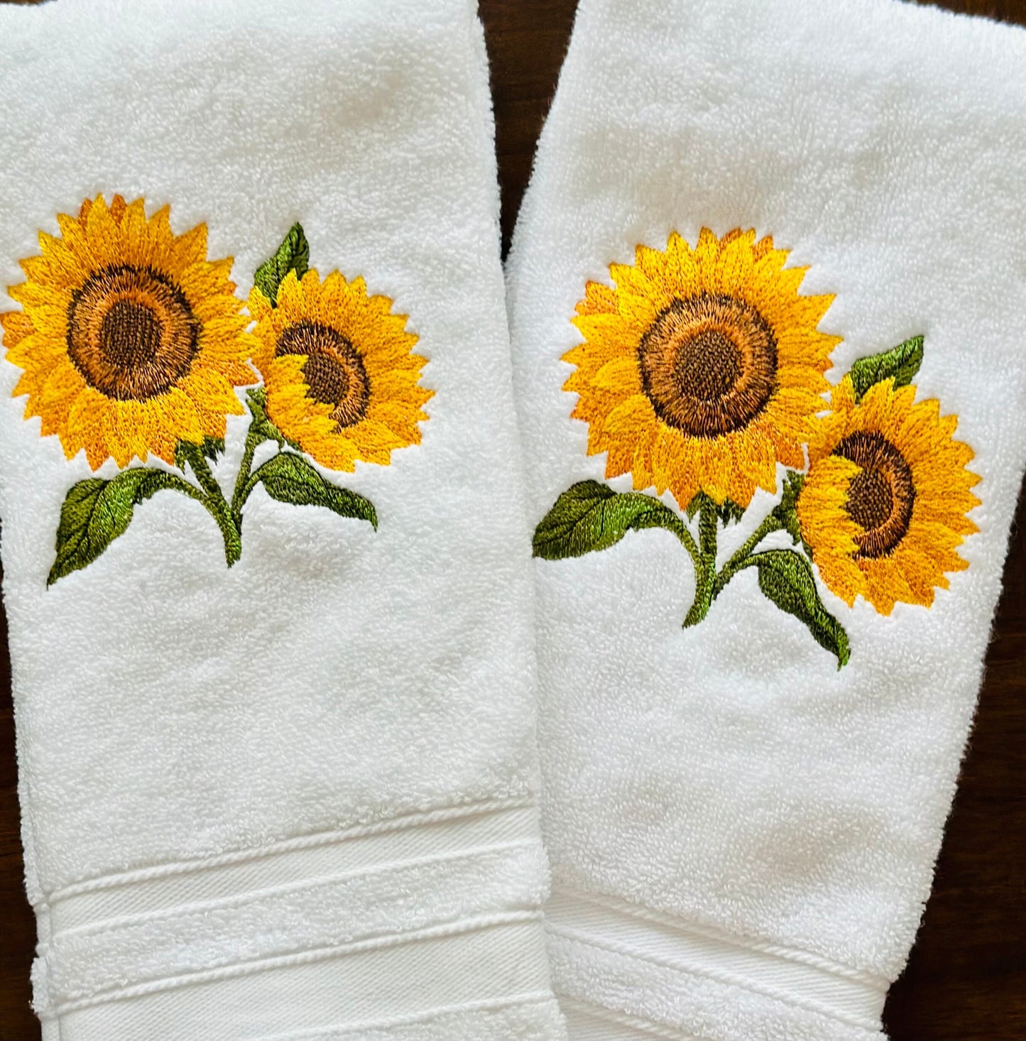 Set of Sunflower in Bloom Embroidered Towels