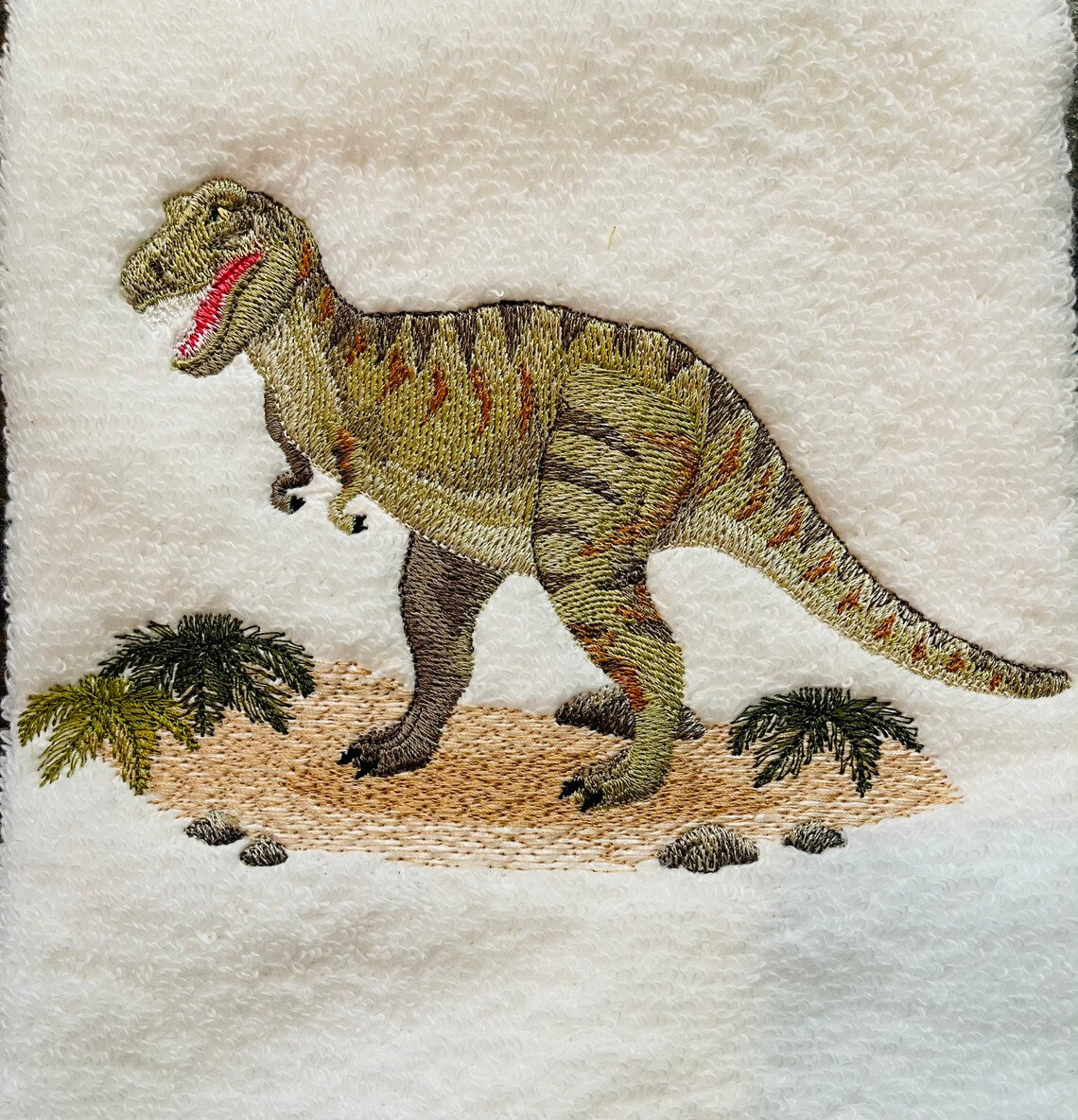 Set of Tyrannosaurus Embroidered Towels