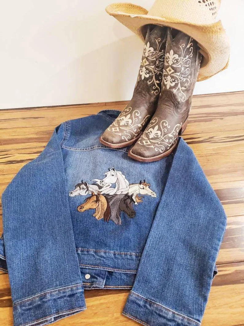 Embroidered Horse Jean Jacket